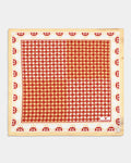 Beige Printed 100% Silk Pocket Square - 9Arena