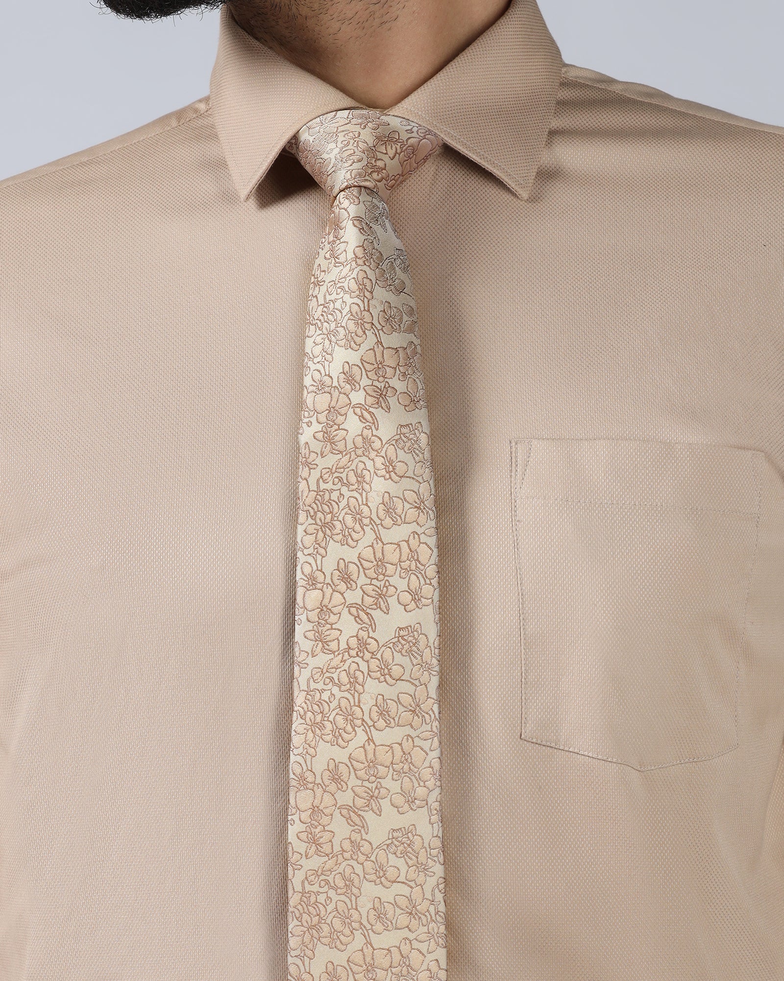 Beige Silk Jacquard Tie - Whitmore