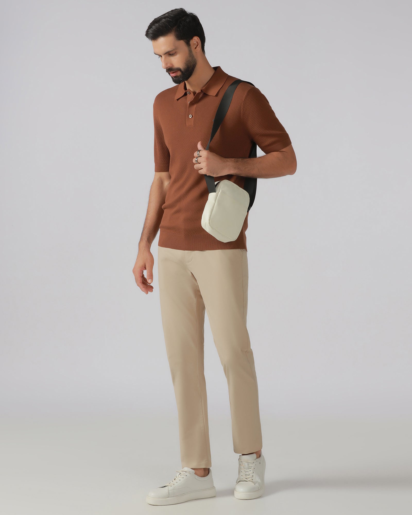 Beige Solid Khakis - Elba