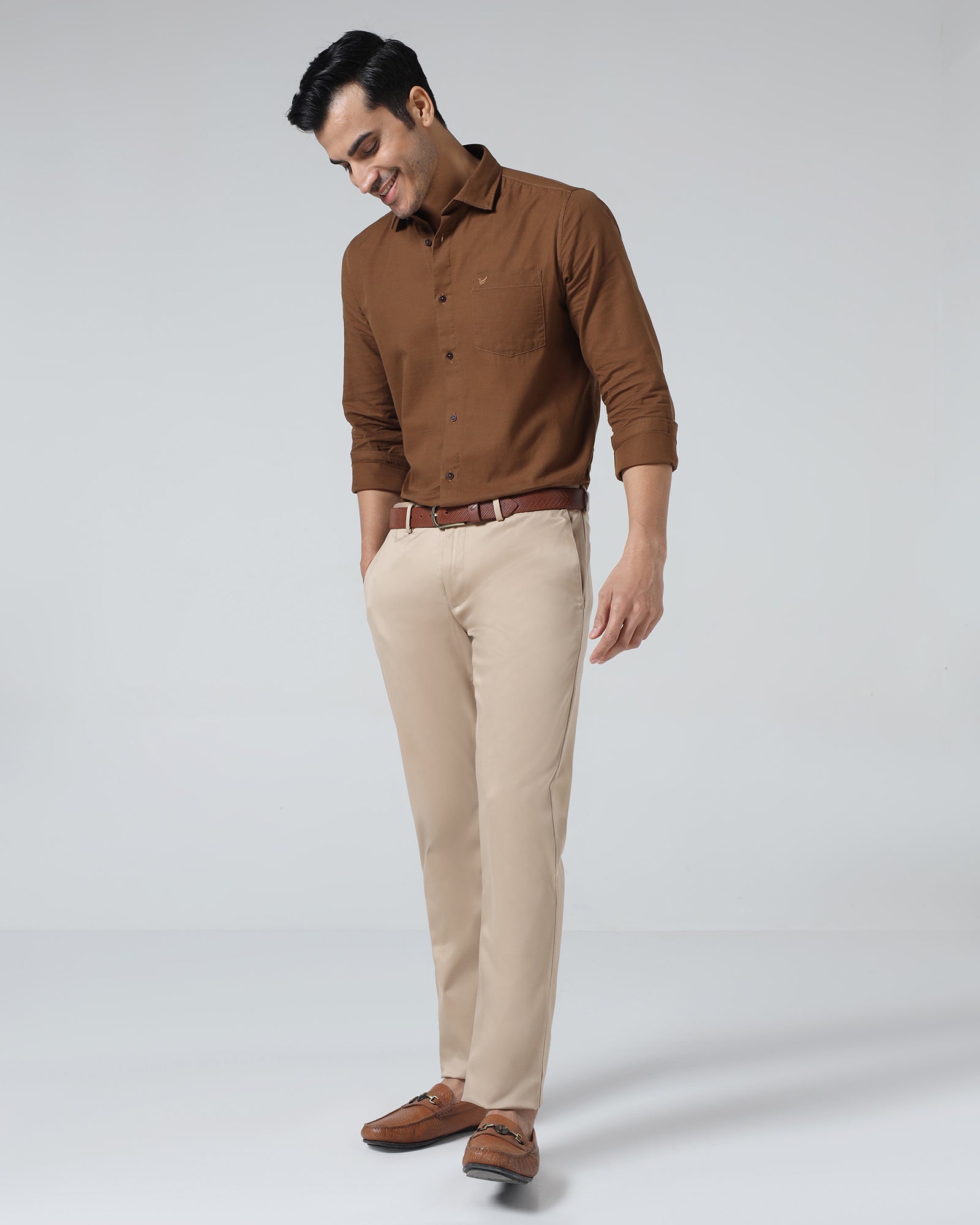 Beige Solid Khakis - Golf