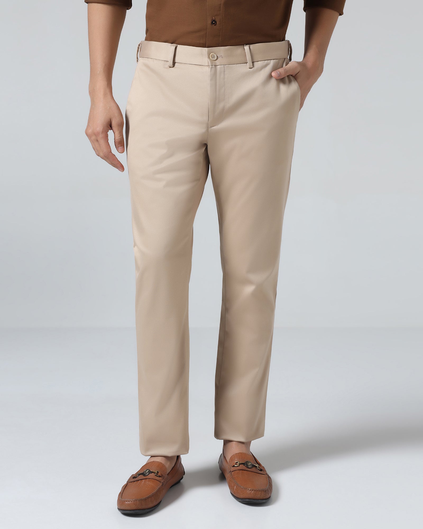 Beige Solid Khakis - Golf