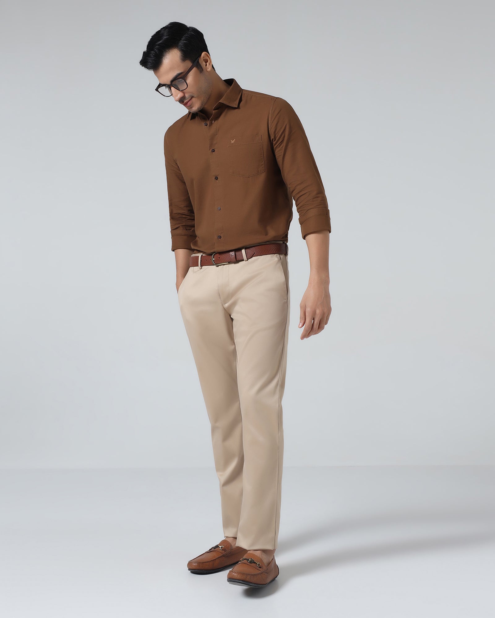 Beige Solid Khakis - Golf