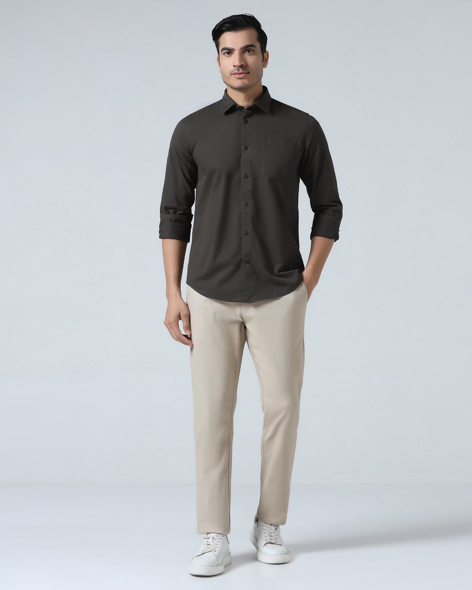 Beige Solid Khakis - Marley