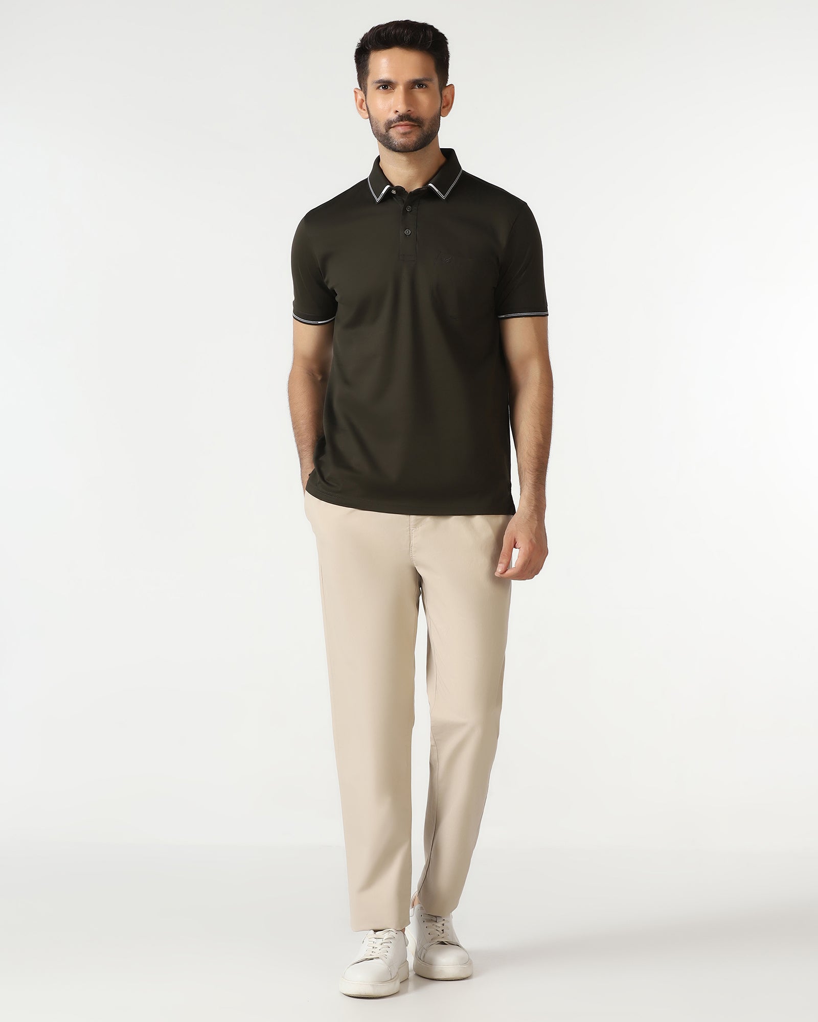 Beige Solid Khakis - Taurus