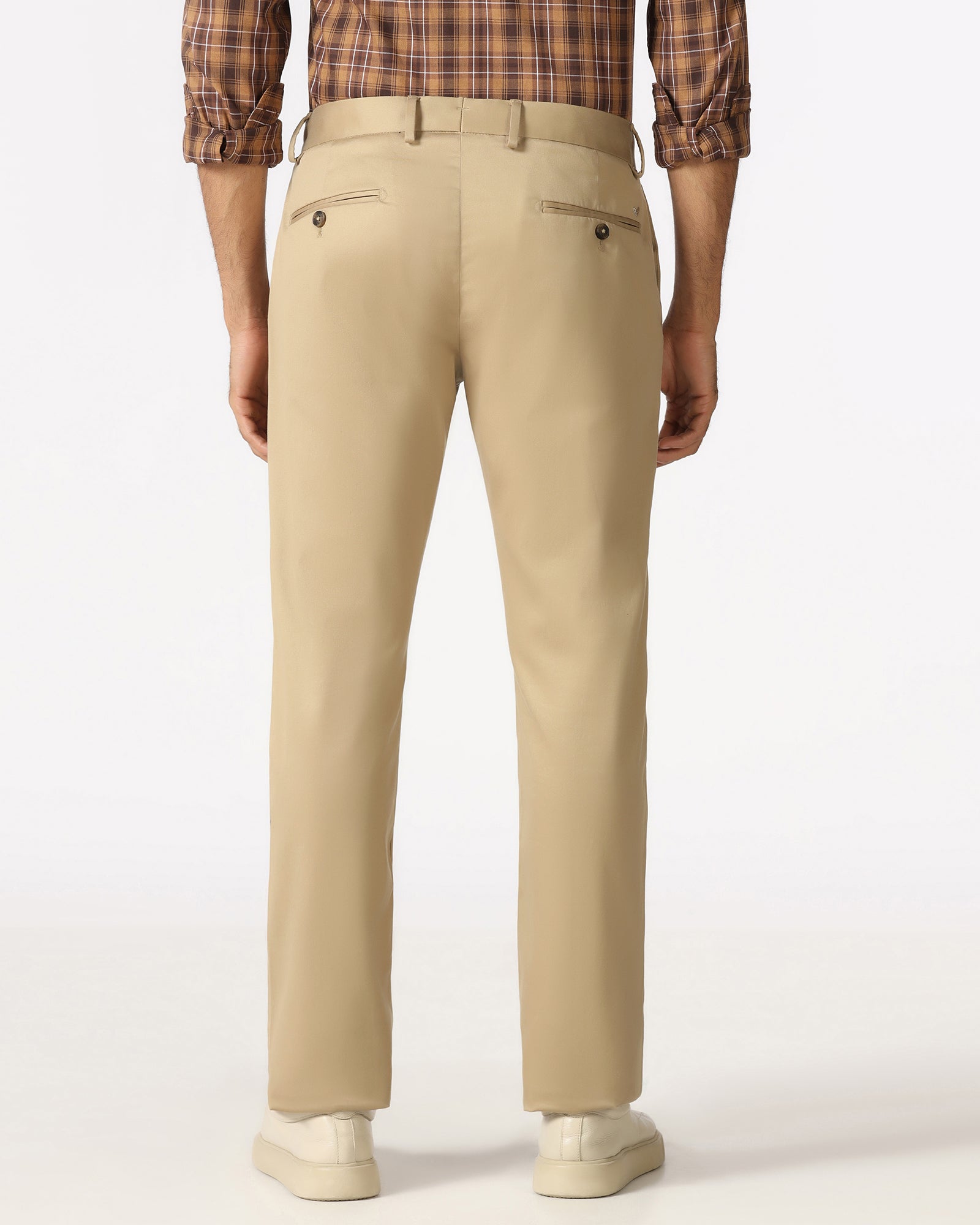 Beige Solid Khakis - Thale