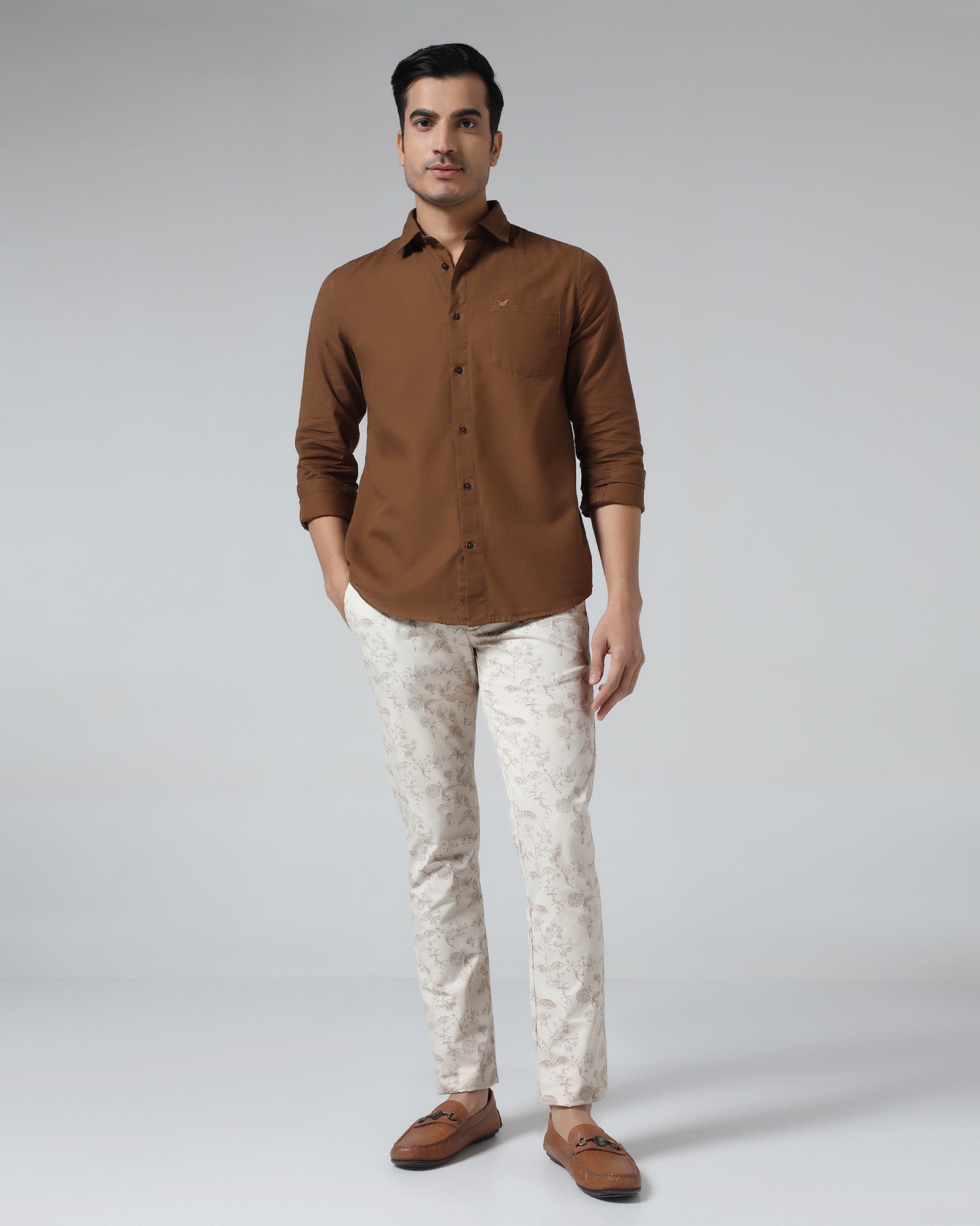 Beige Printed Khakis - Tommy