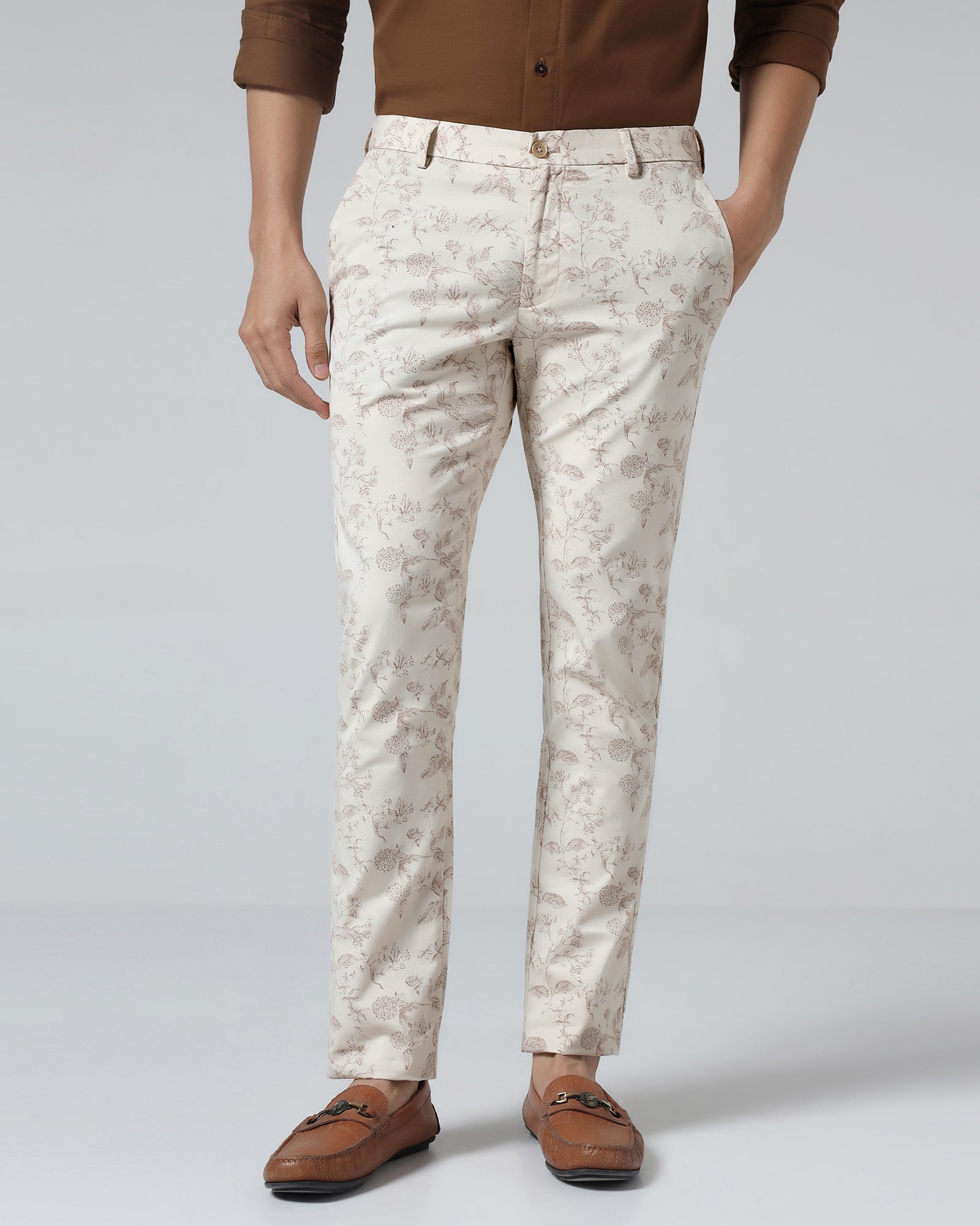Beige Printed Khakis - Tommy