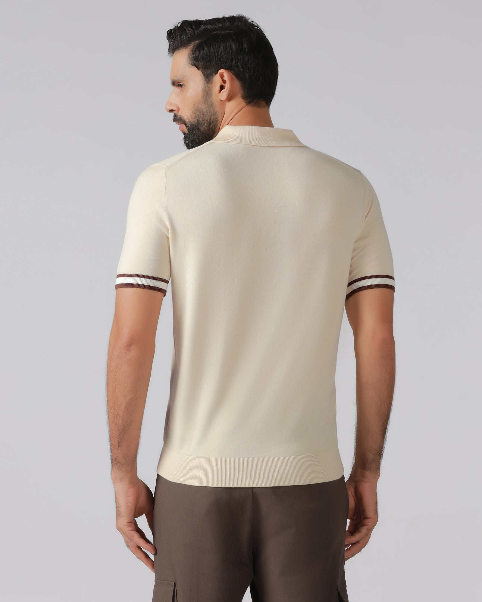 Beige Solid Polo - Akio