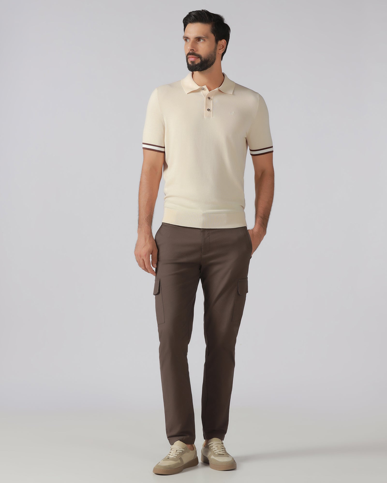 Beige Solid Polo - Akio