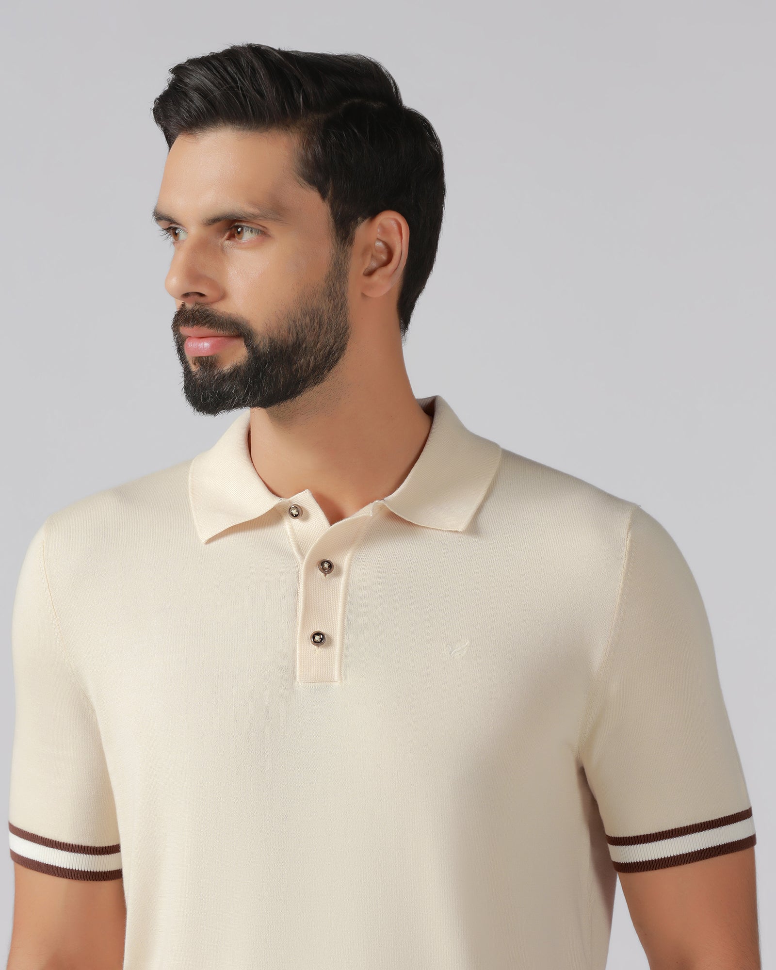 Beige Solid Polo - Akio