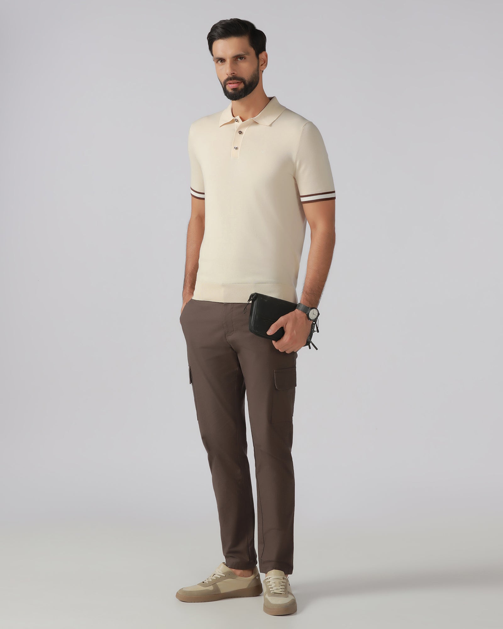 Beige Solid Polo - Akio