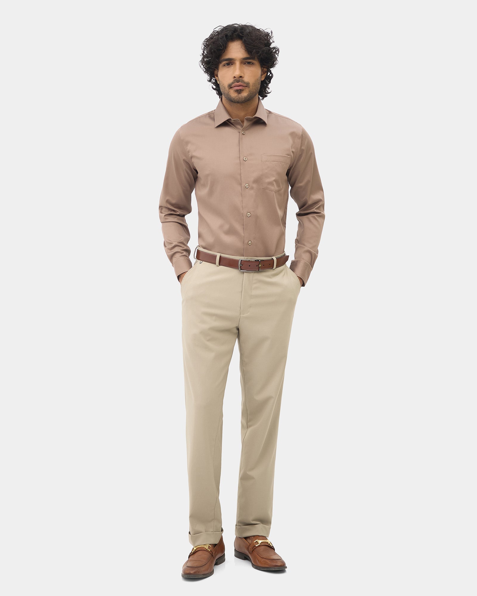 Beige Solid Shirt - Sylvia
