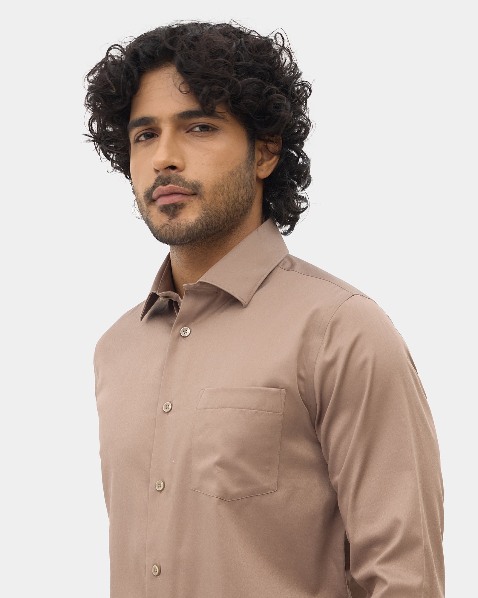 Beige Solid Shirt - Sylvia