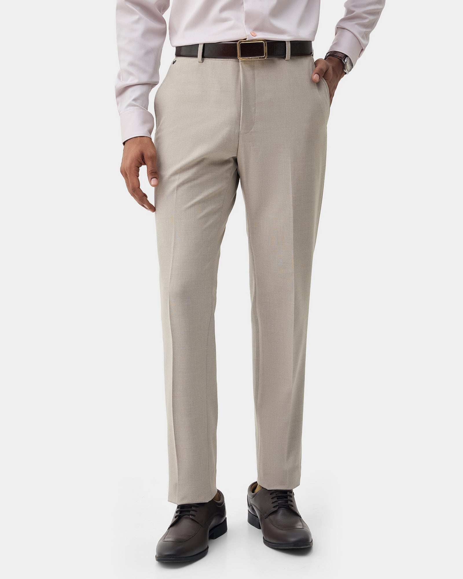 Beige Solid Trouser - Donny