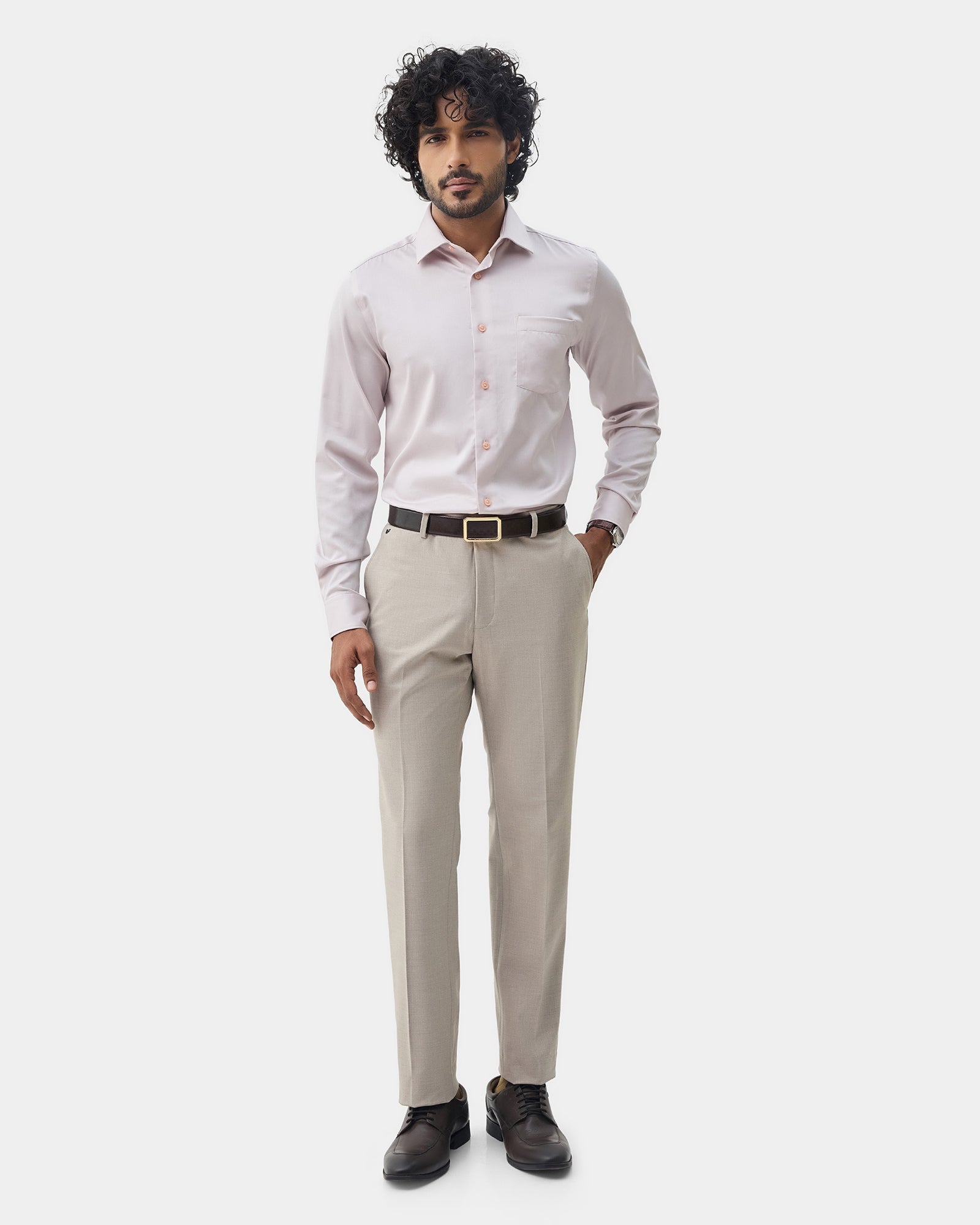 Beige Solid Trouser - Donny