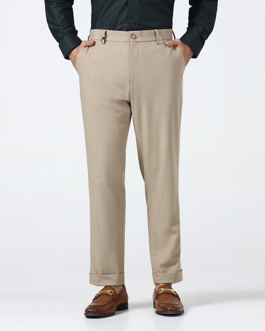 Beige Solid Trouser - Henry