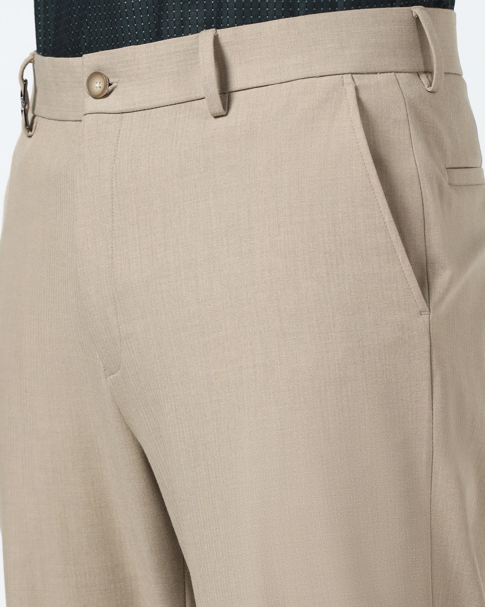 Beige Solid Trouser - Henry