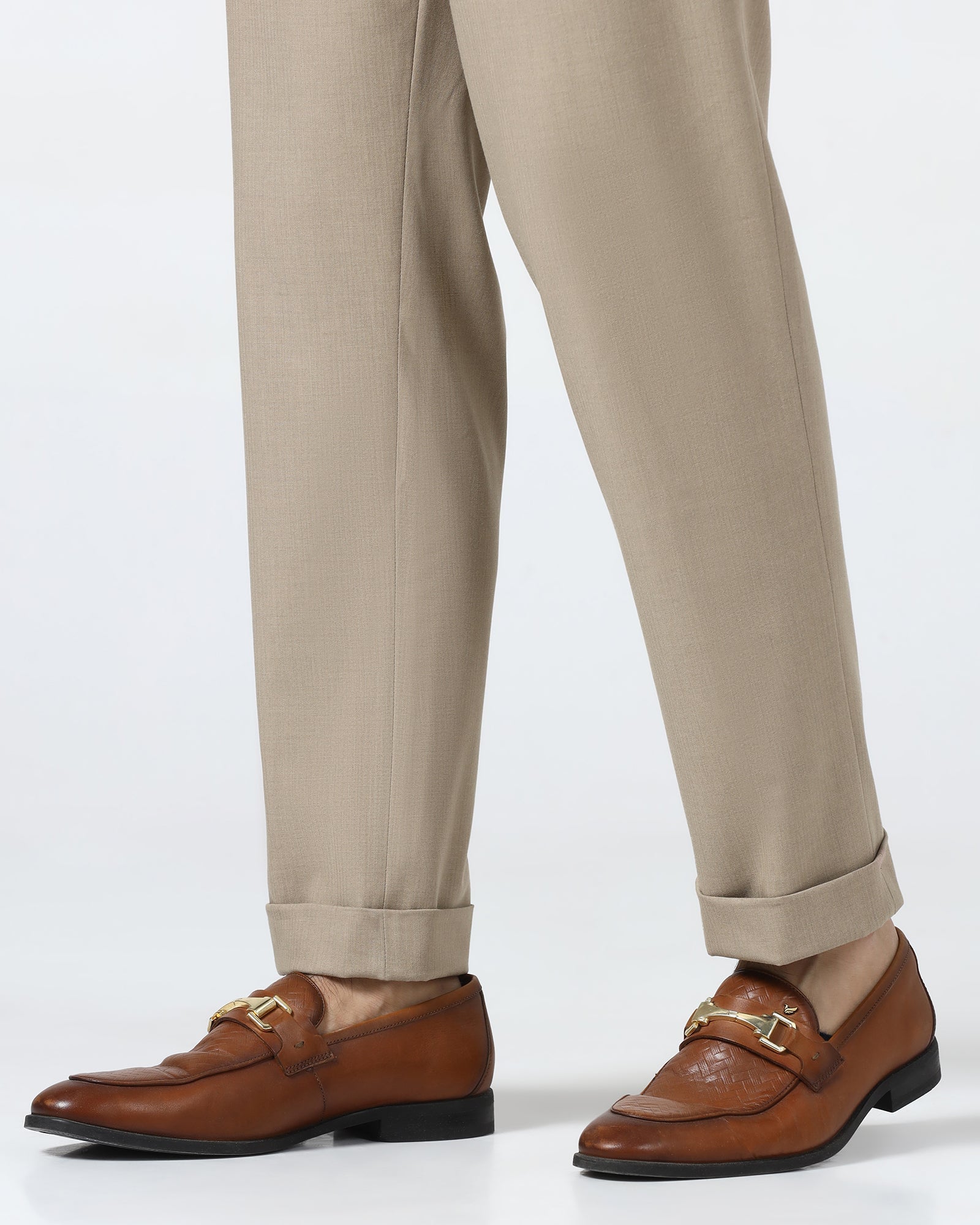 Beige Solid Trouser - Henry