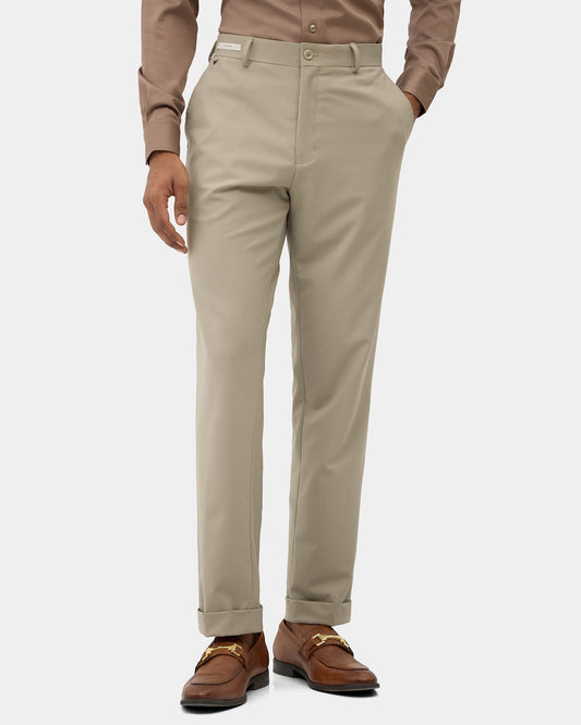 Beige Solid Trouser - Tony