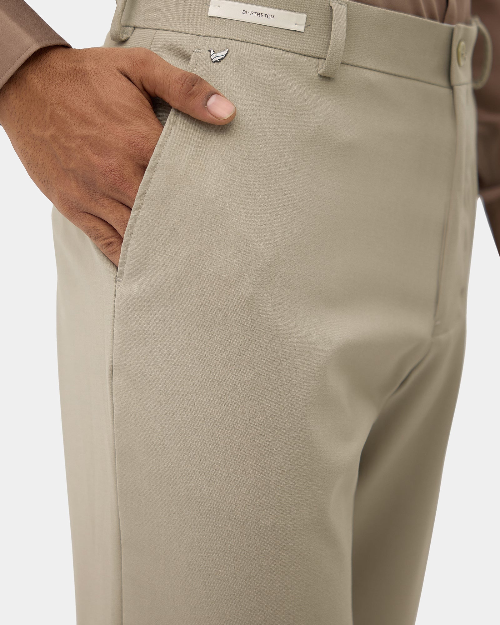 Beige Solid Trouser - Tony