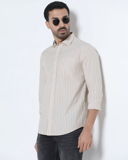 Beige Stripe Shirt - Hamber