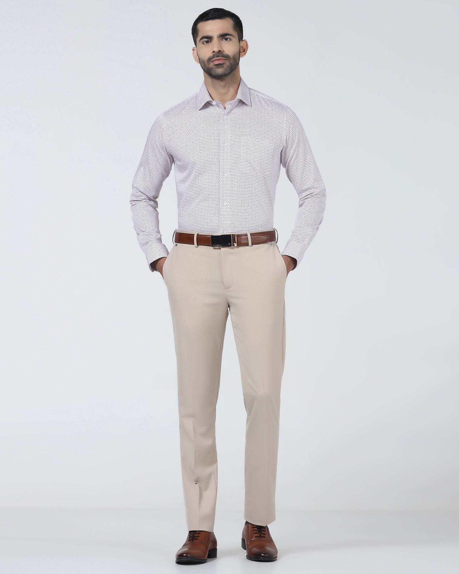 Beige Technowaist Textured Trouser - Alex