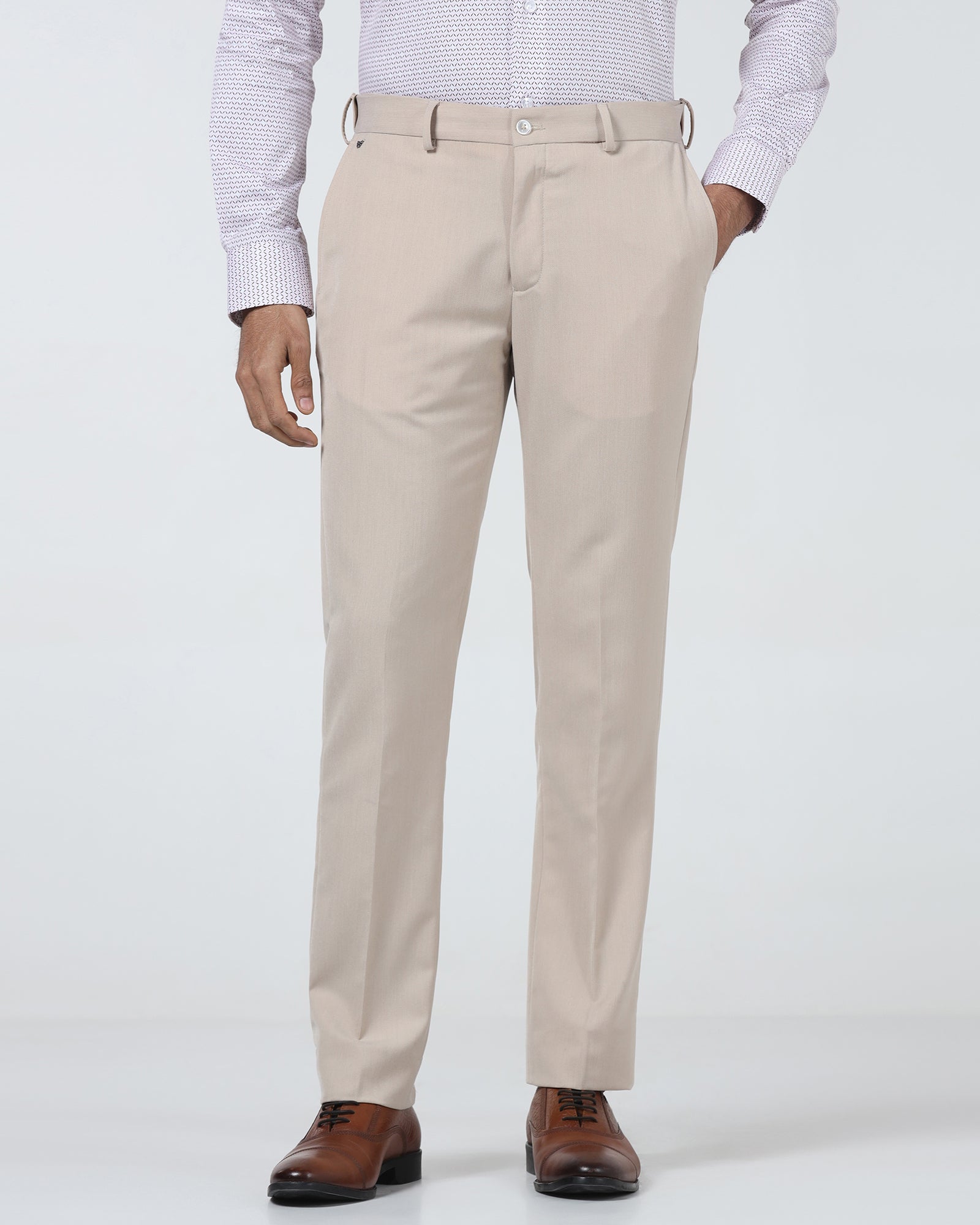 Beige Technowaist Textured Trouser - Alex