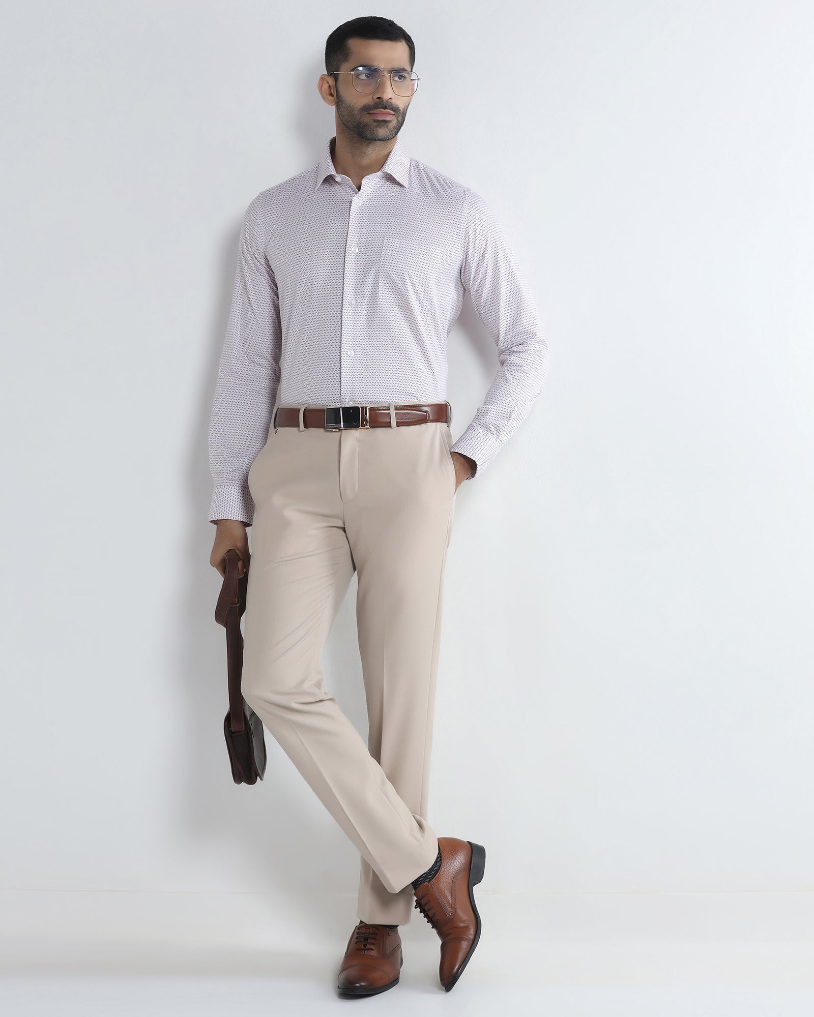 Beige Technowaist Textured Trouser - Alex