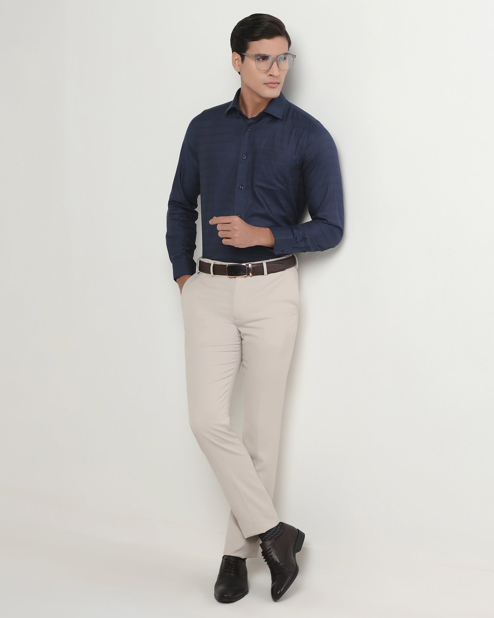 Beige Technowaist Textured Trouser - Billy