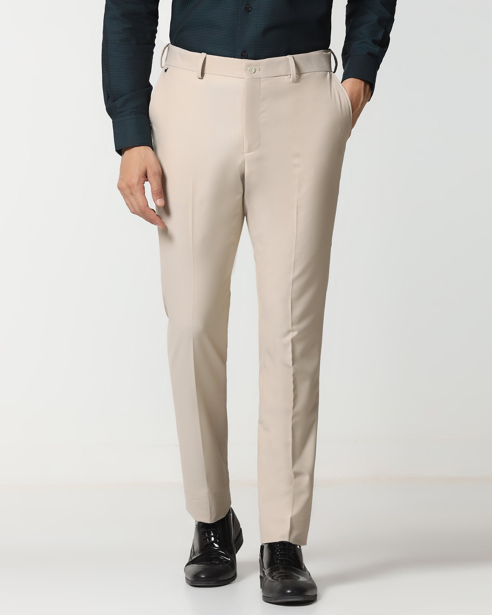Beige Technowaist Textured Trouser - Smirnoff