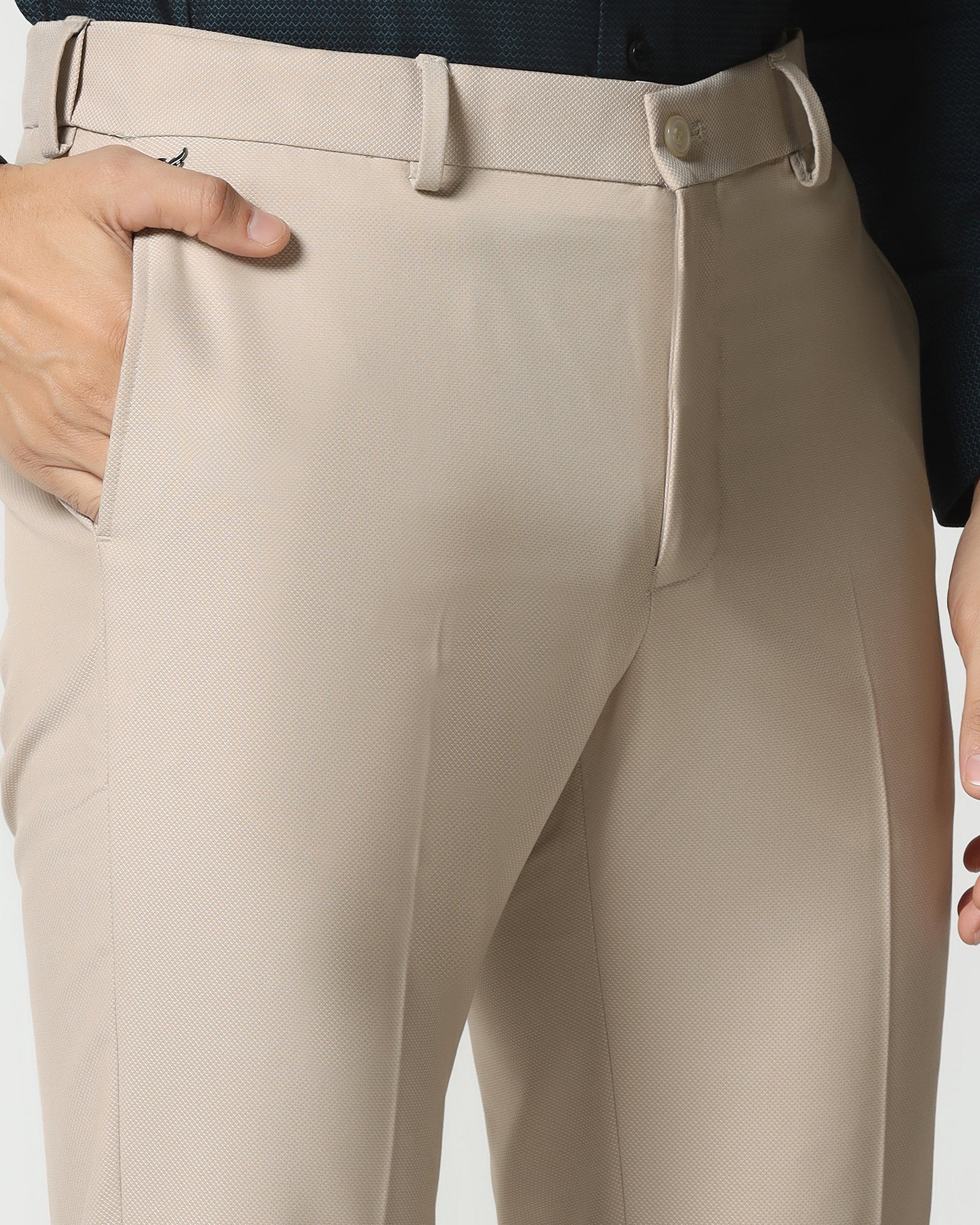Beige Technowaist Textured Trouser - Smirnoff