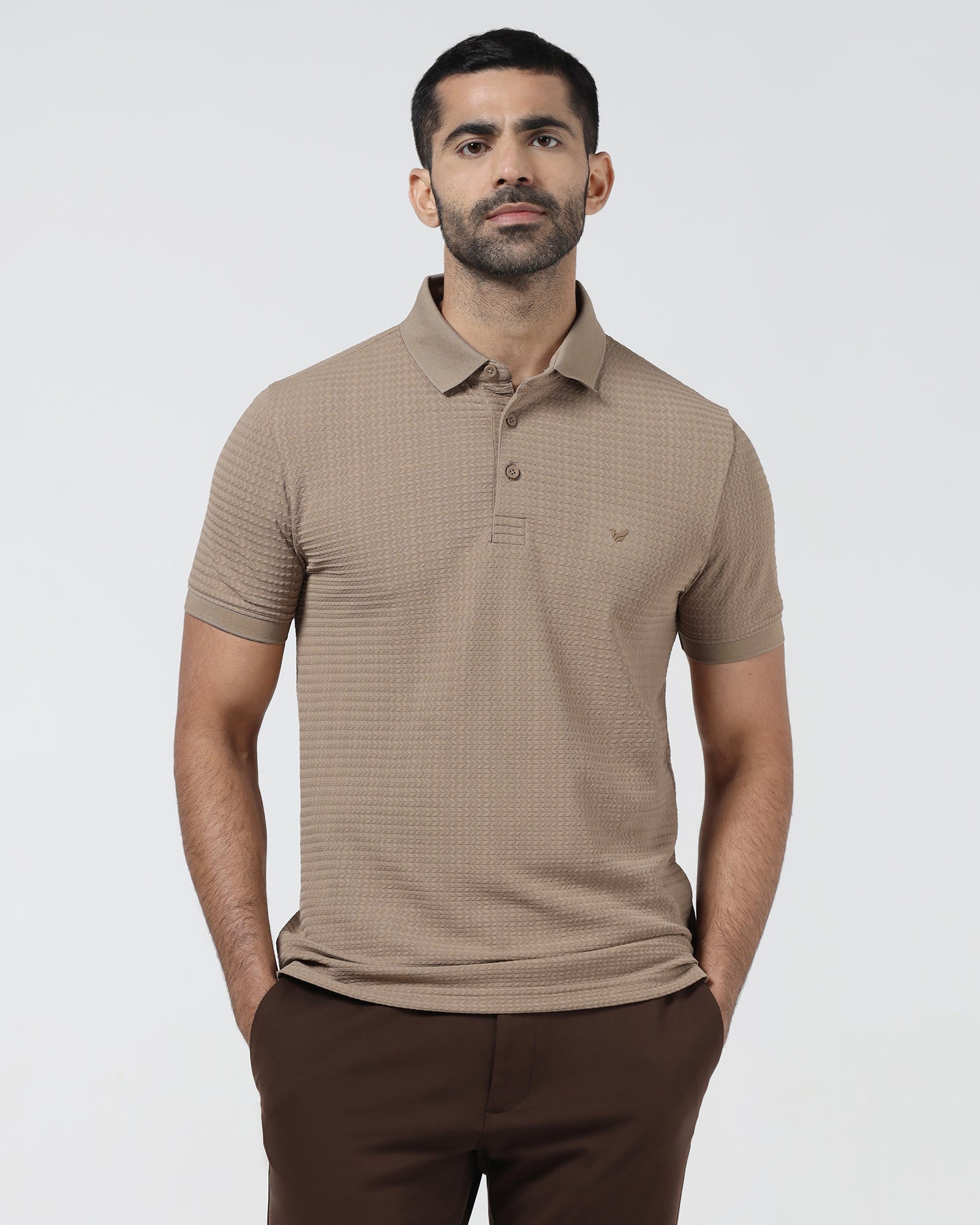 Beige TechPro Jacquard Polo - Holt