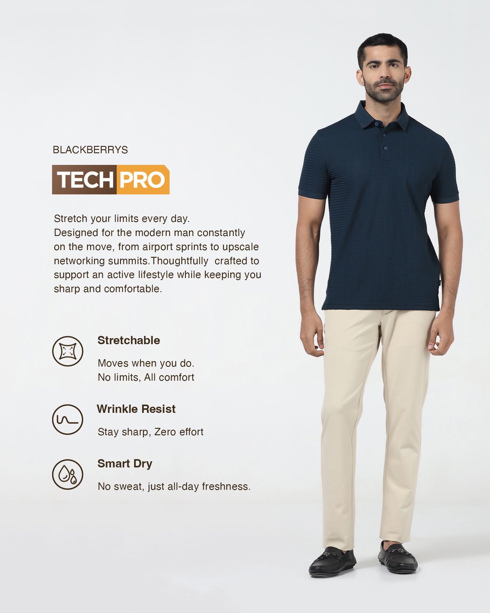 Beige TechPro Solid Khakis - Ziea