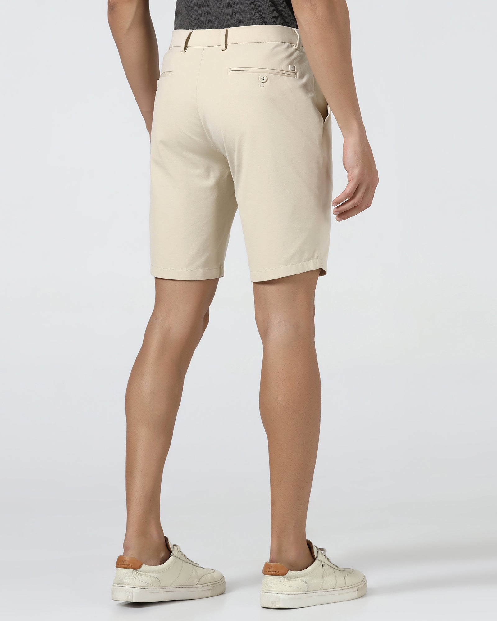 Beige TechPro Solid Shorts - Serry