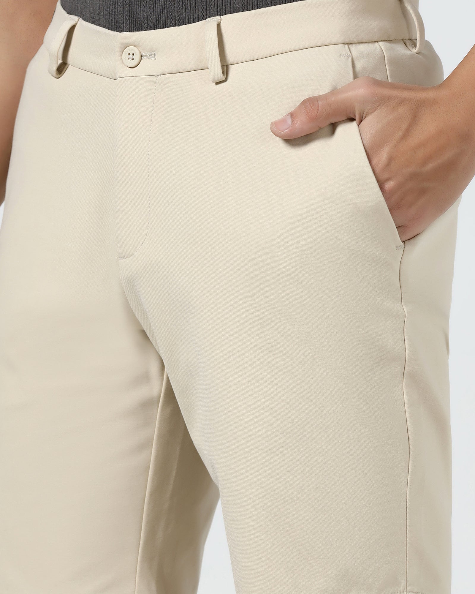 Beige TechPro Solid Shorts - Serry