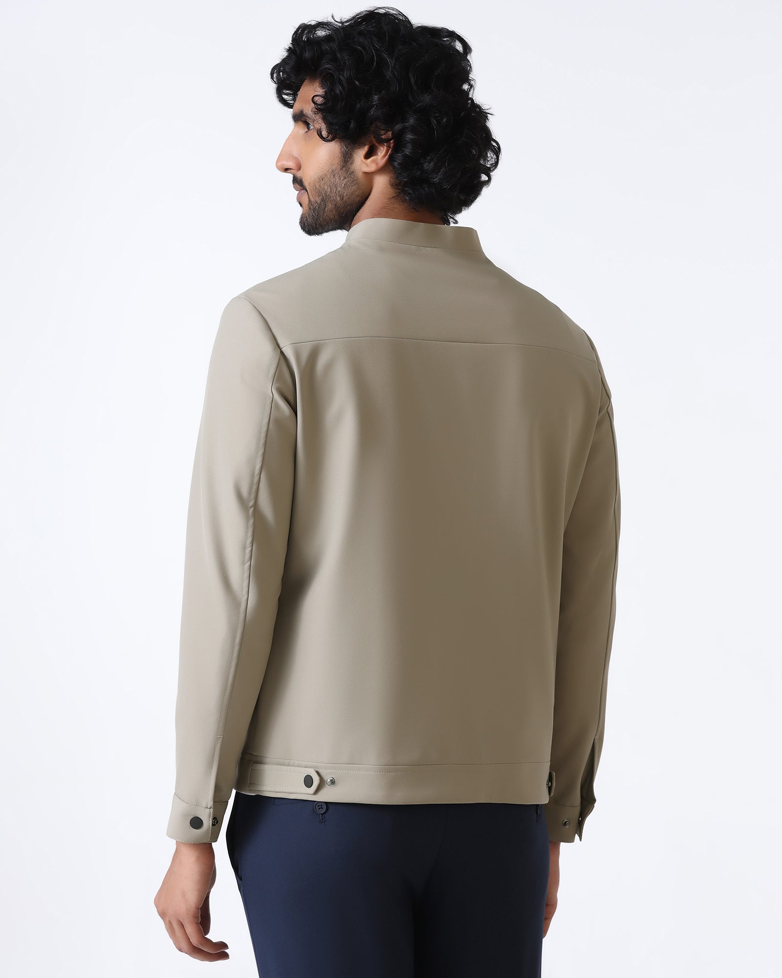 Beige TechPro Solid Zipper Jacket - Samsara