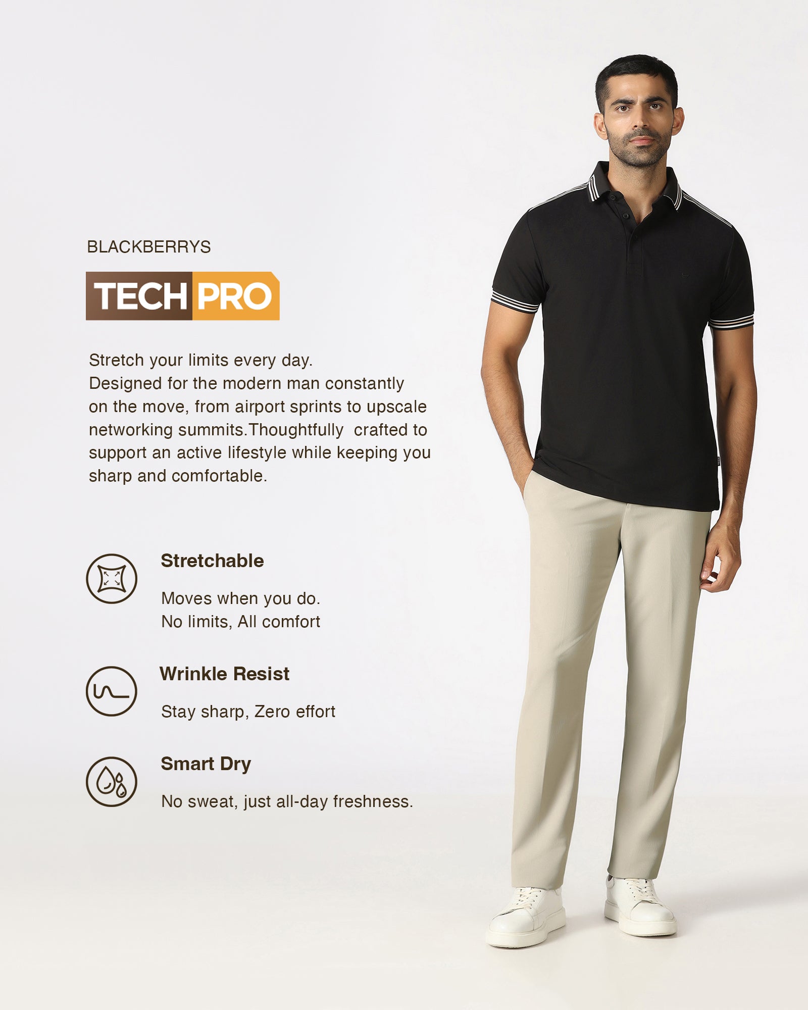 Beige TechPro Stripe Trouser - Martini