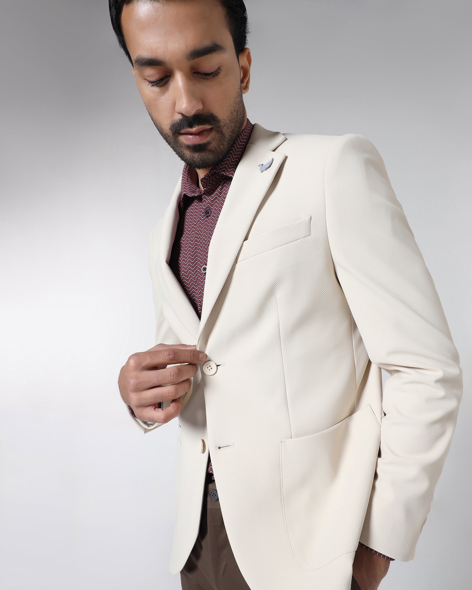 Beige TechPro Textured Blazer - Rodrygo