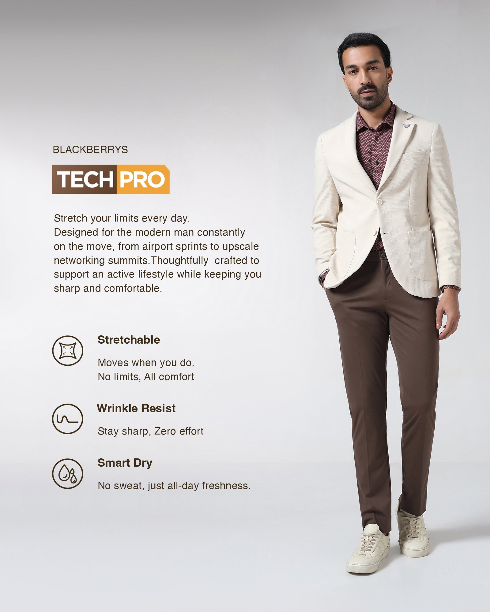 Beige TechPro Textured Blazer - Rodrygo