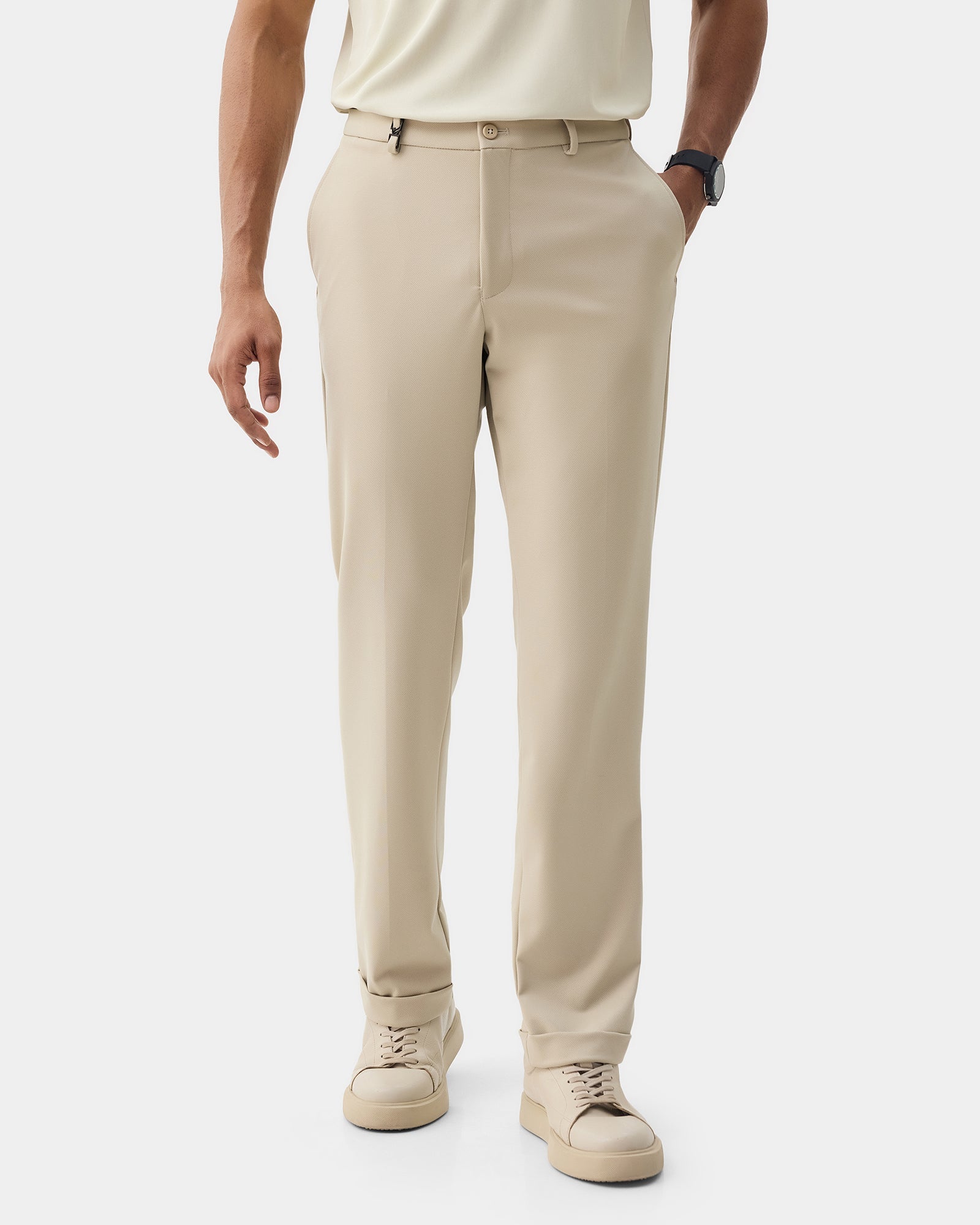 Beige TechPro Textured Trouser - Meteor