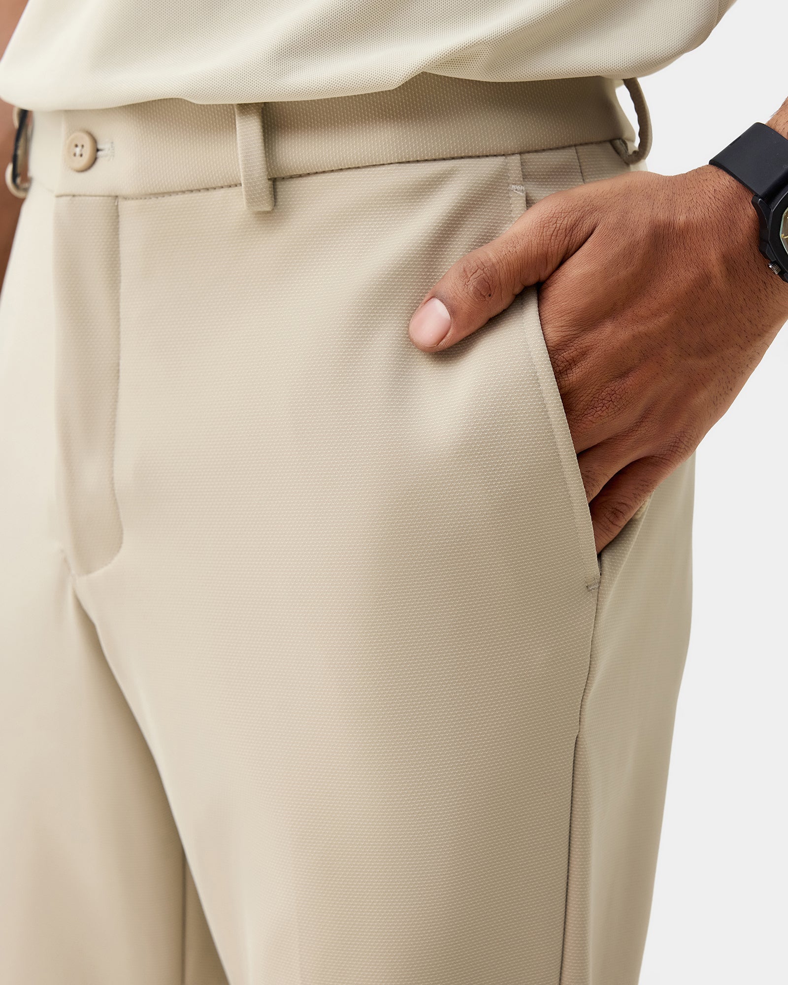 Beige TechPro Textured Trouser - Meteor