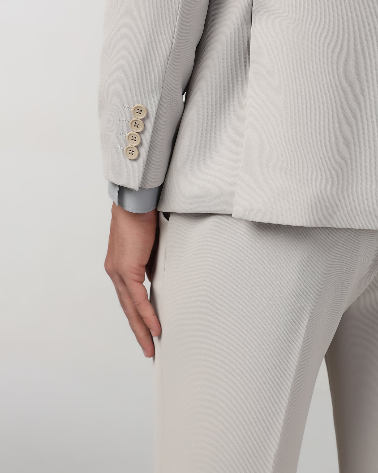 Beige TechPro Two Piece Stripe Suit - Telko