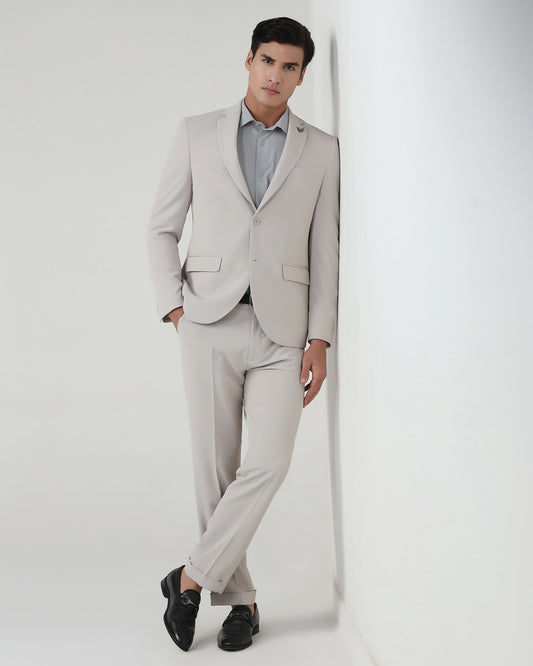 Beige TechPro Two Piece Stripe Suit - Telko
