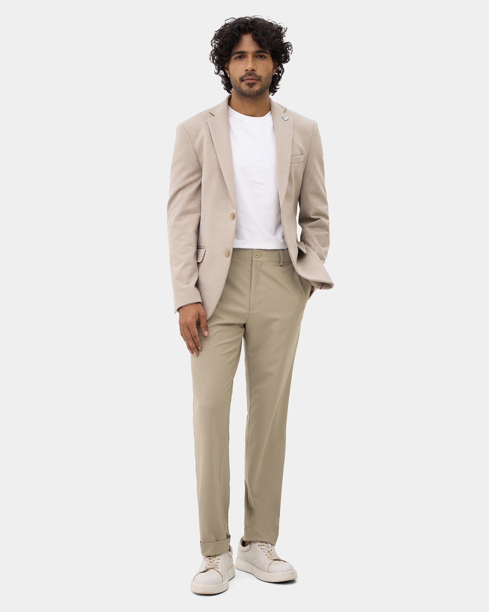 Beige Textured Blazer - Cayson