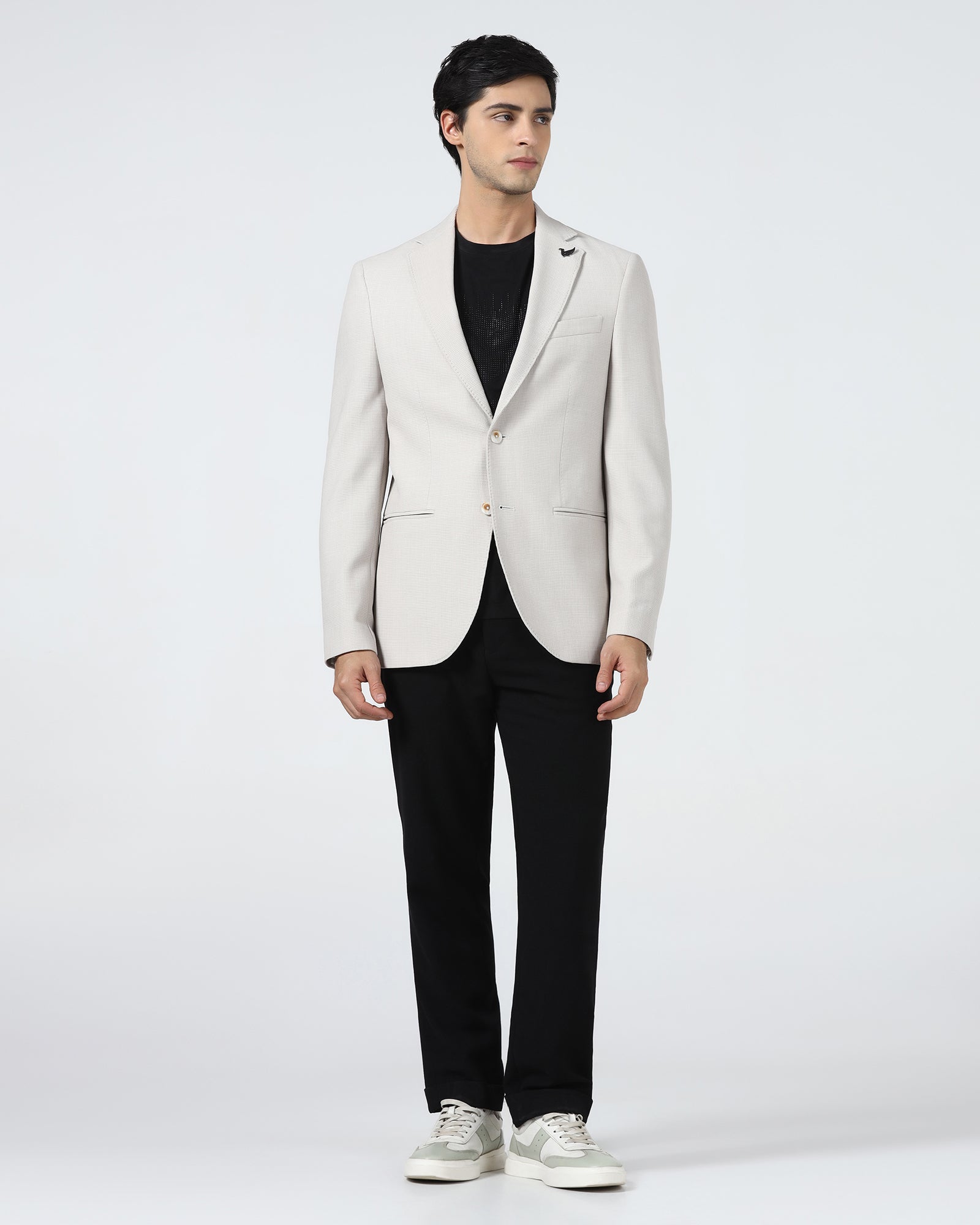 Beige Textured Blazer - Nico