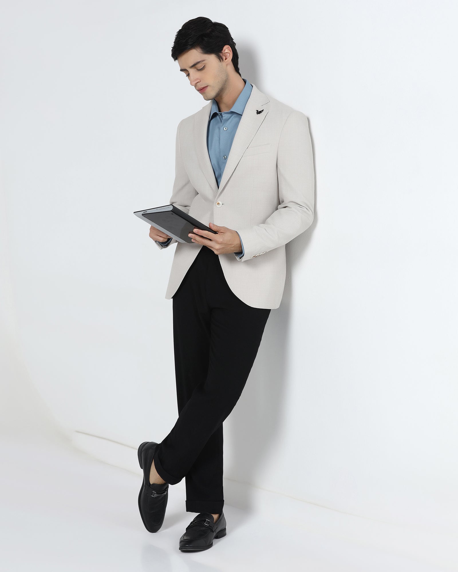 Beige Textured Blazer - Nico