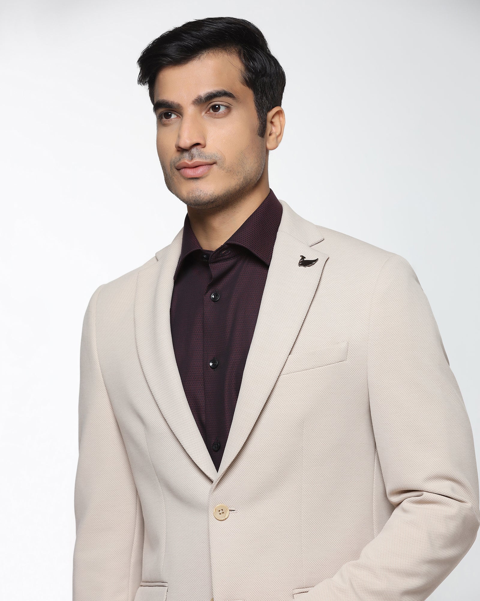 Beige Textured Blazer - Revlon