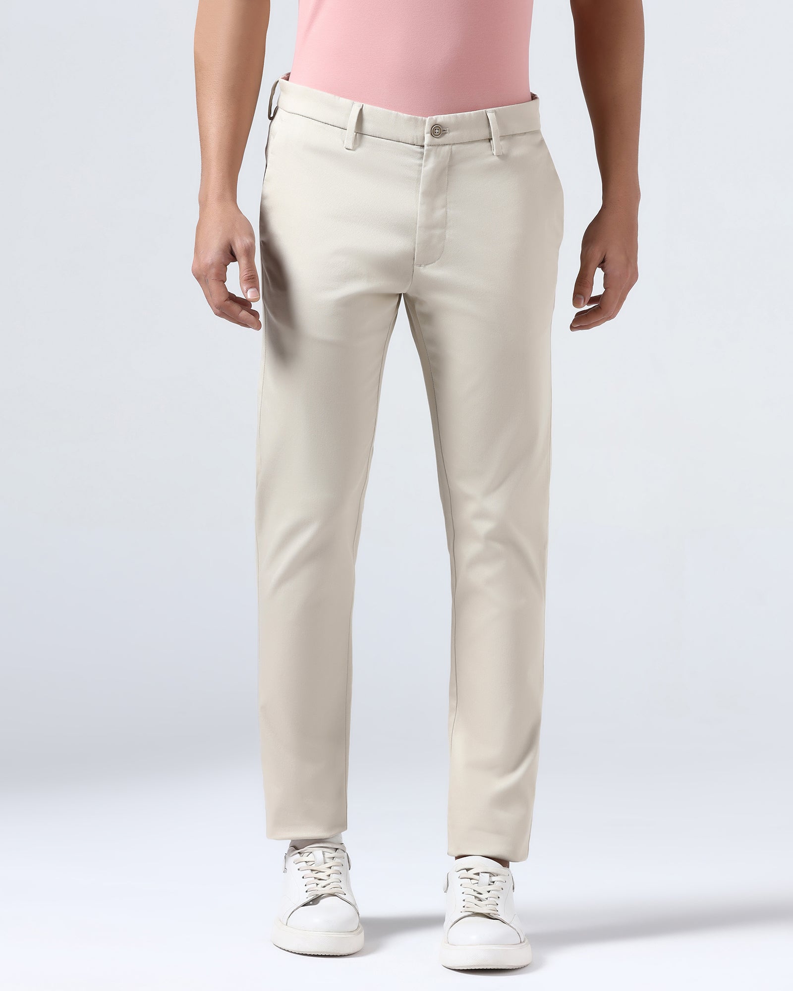 Beige Textured Khakis - Aurea