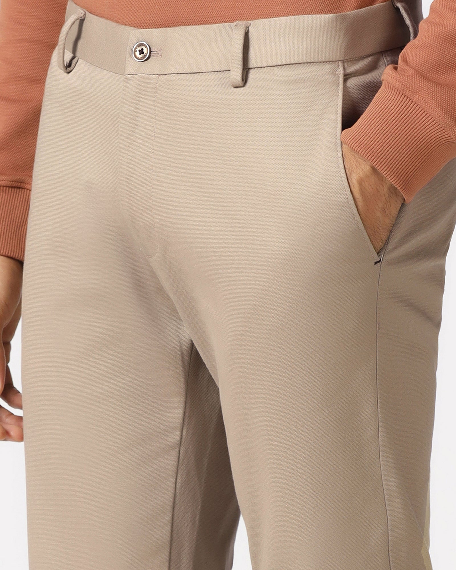 Beige Textured Khakis - Brook