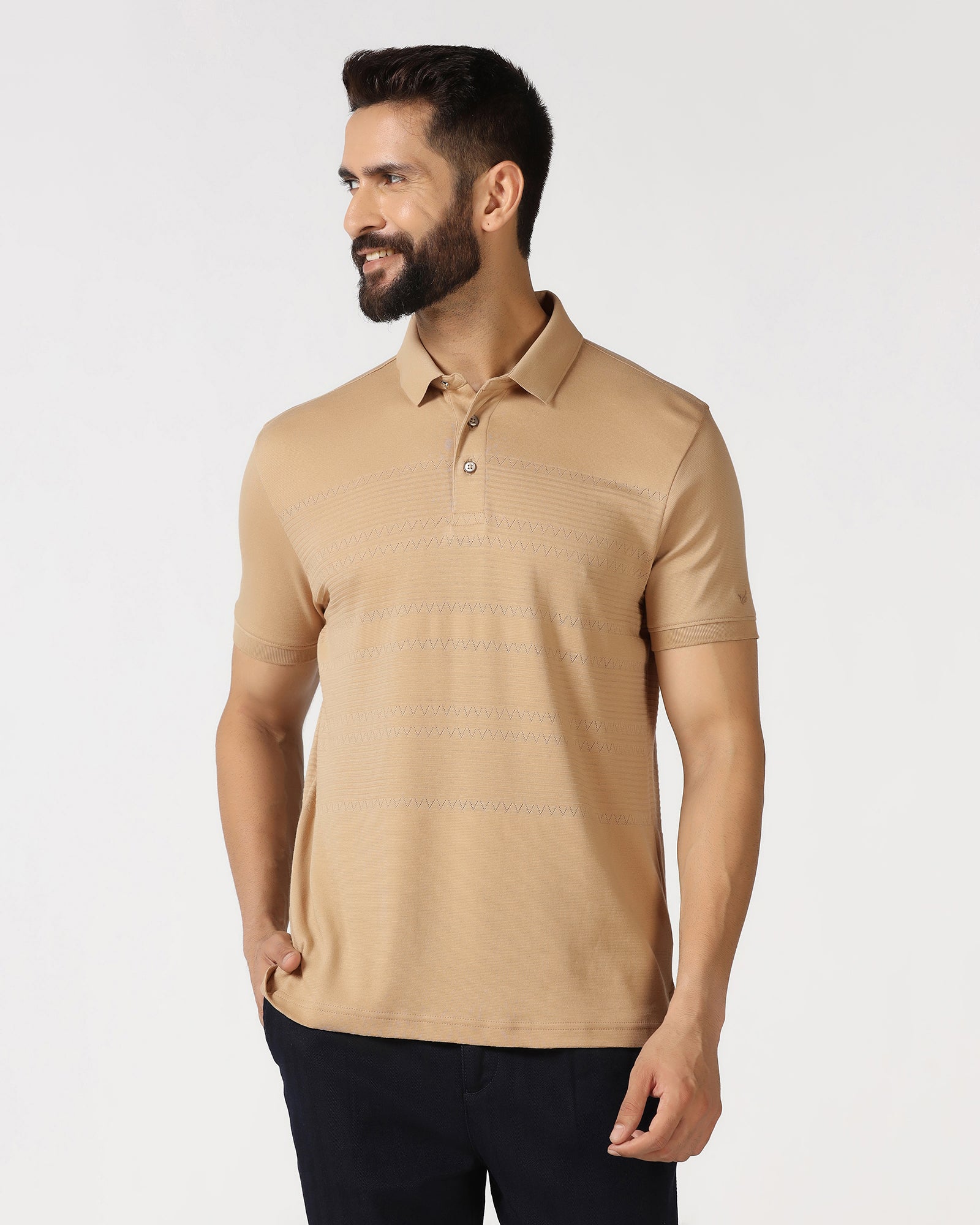 Beige Textured Polo - Jap